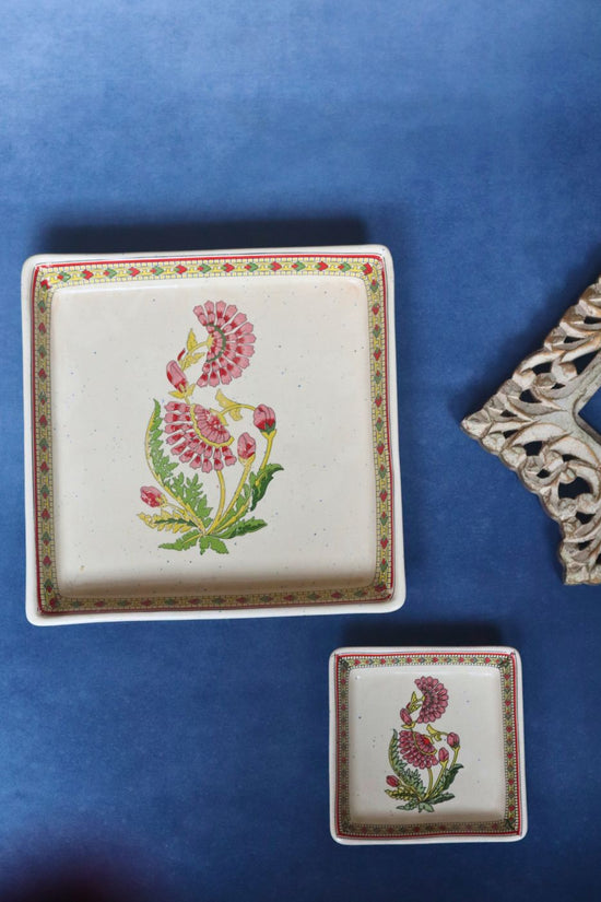 red motif platter set of two combo