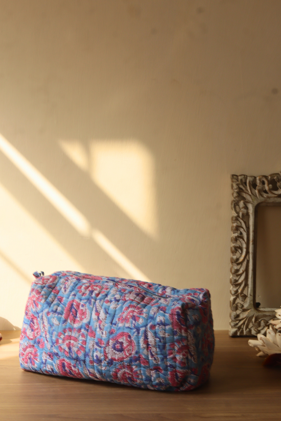 Block printed toiletry bag large size