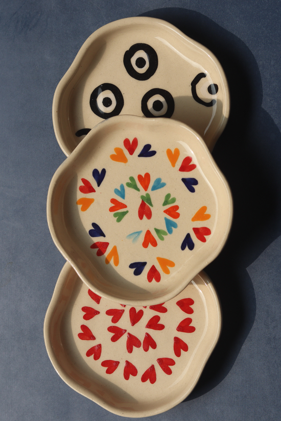 heart, loveislove, evi eye dessert plate made by ceramic 