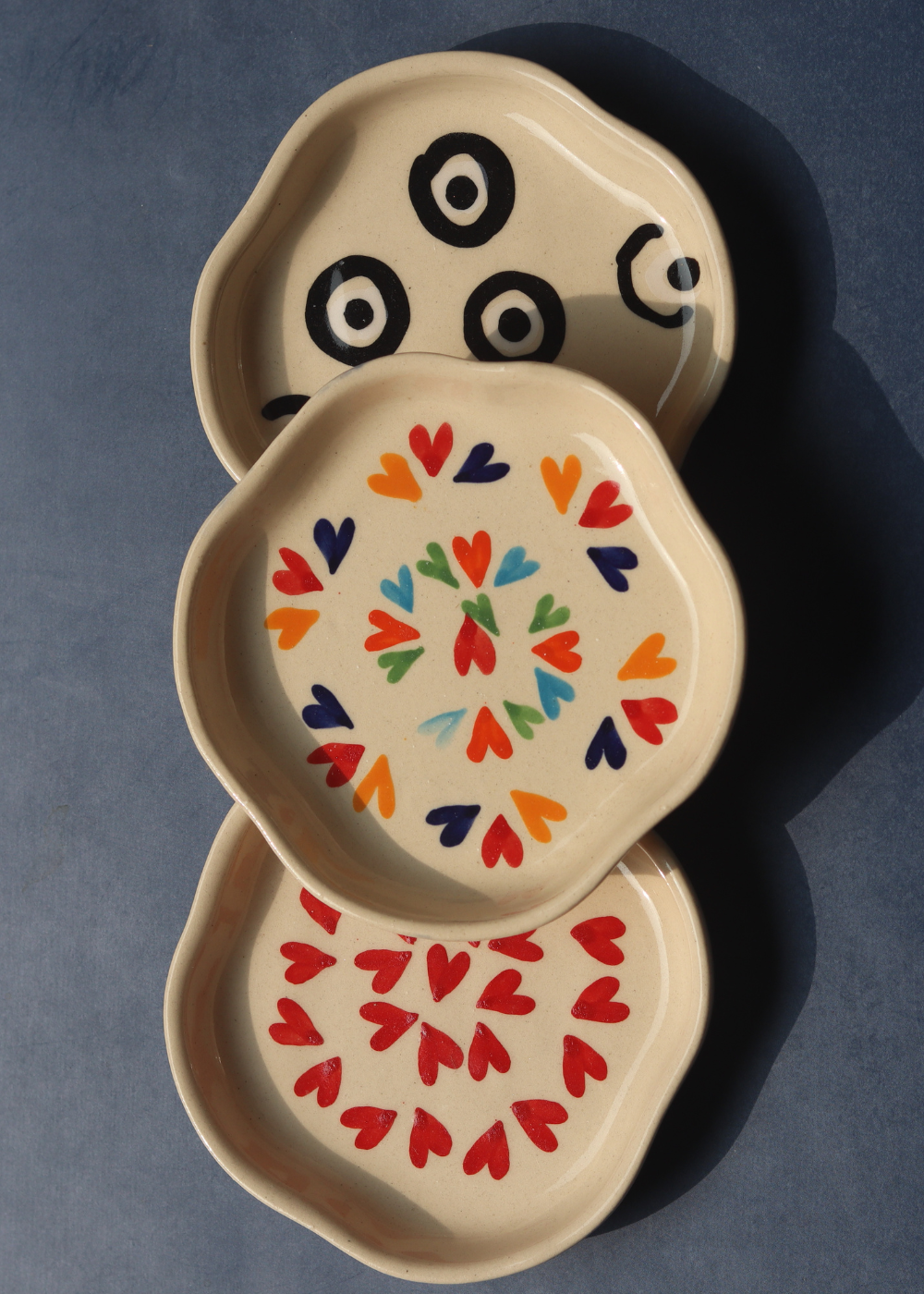 heart, loveislove, evi eye dessert plate made by ceramic 