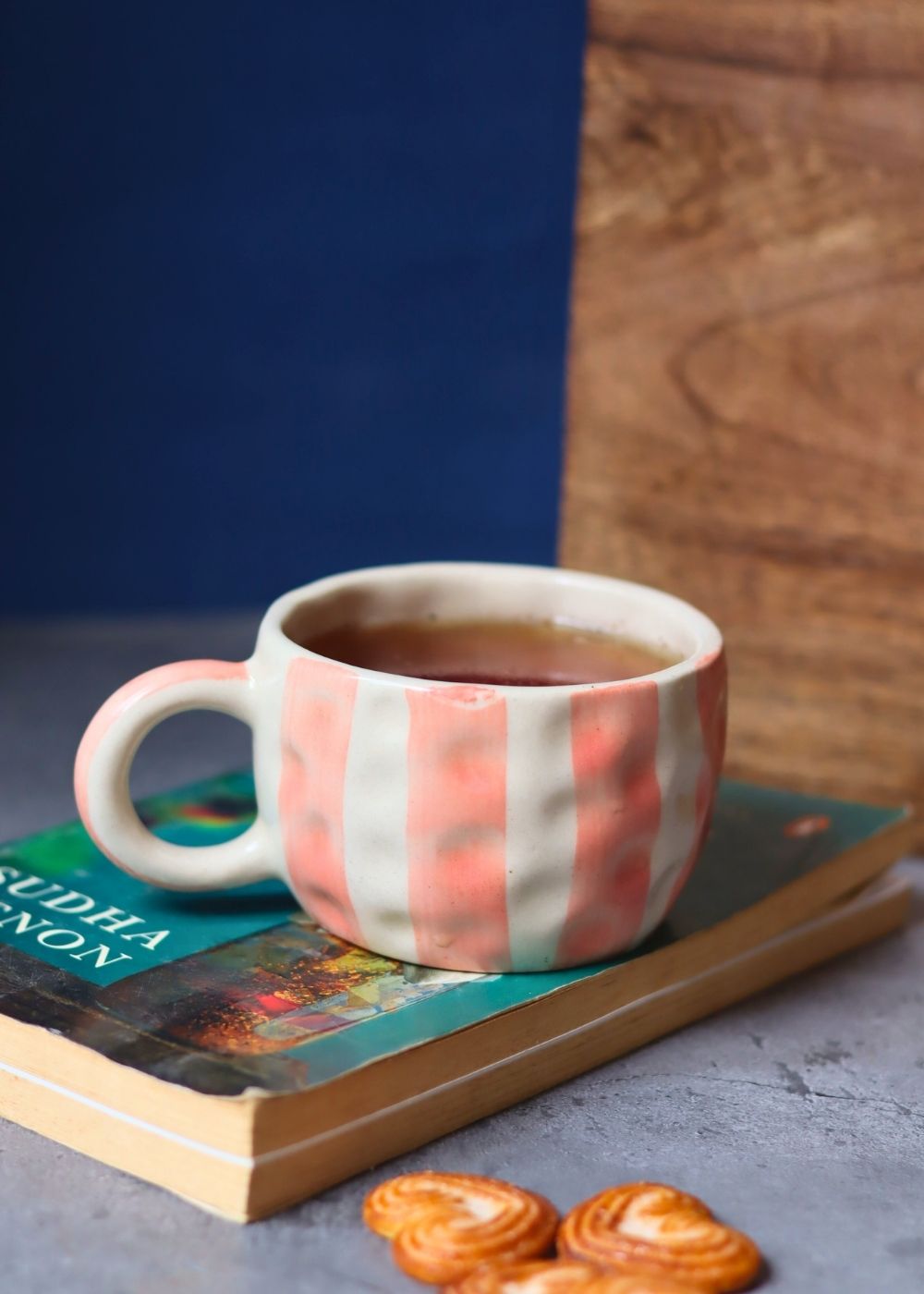 Striped Heart Mug made by ceramic