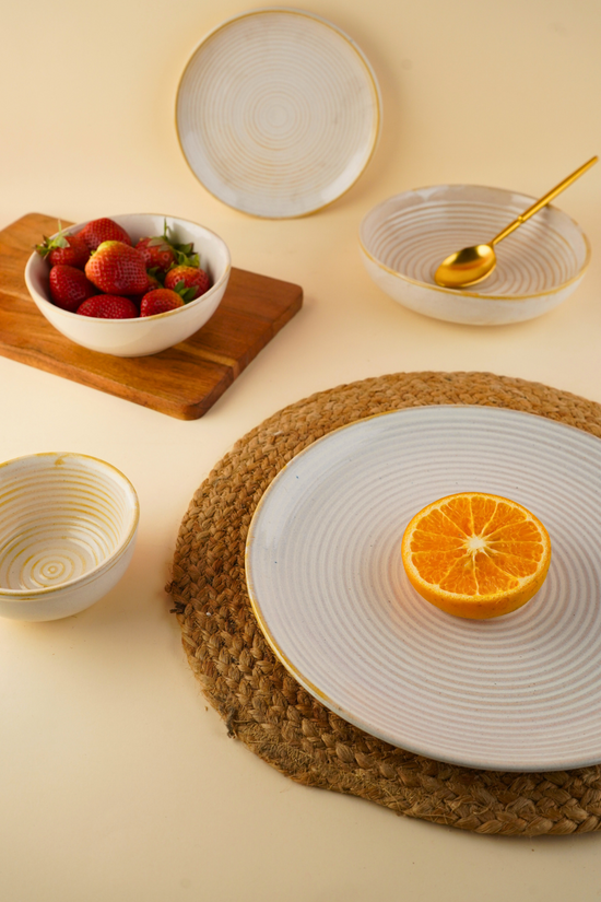 pearl white dinner set with five dinnerware set 