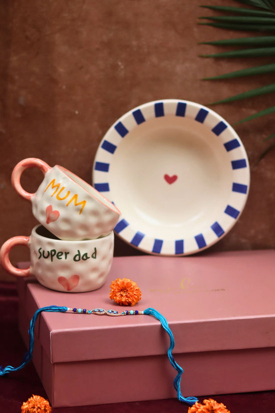 Handmade Lead free The Special Mum & Dad Luxe Rakhi Gift Hamper