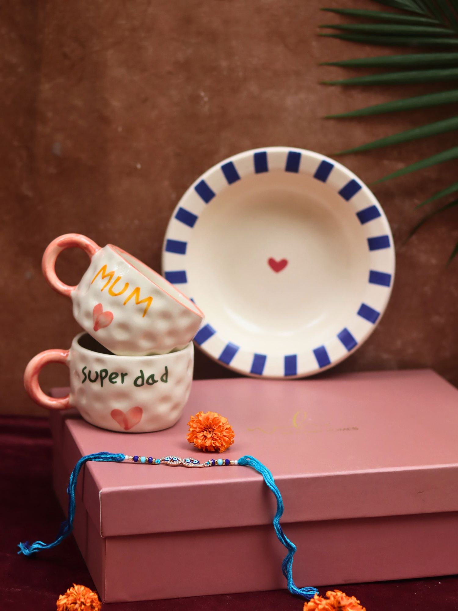 Handmade Lead free The Special Mum & Dad Luxe Rakhi Gift Hamper