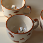 grey elephant & dog mugs handmade in india