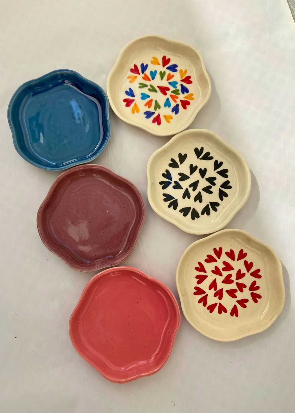 Set of 6 Heart & Neutral Dessert Plate (for the price of 5) made by ceramic