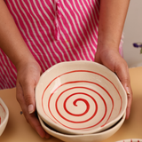Red & white handmade bowl