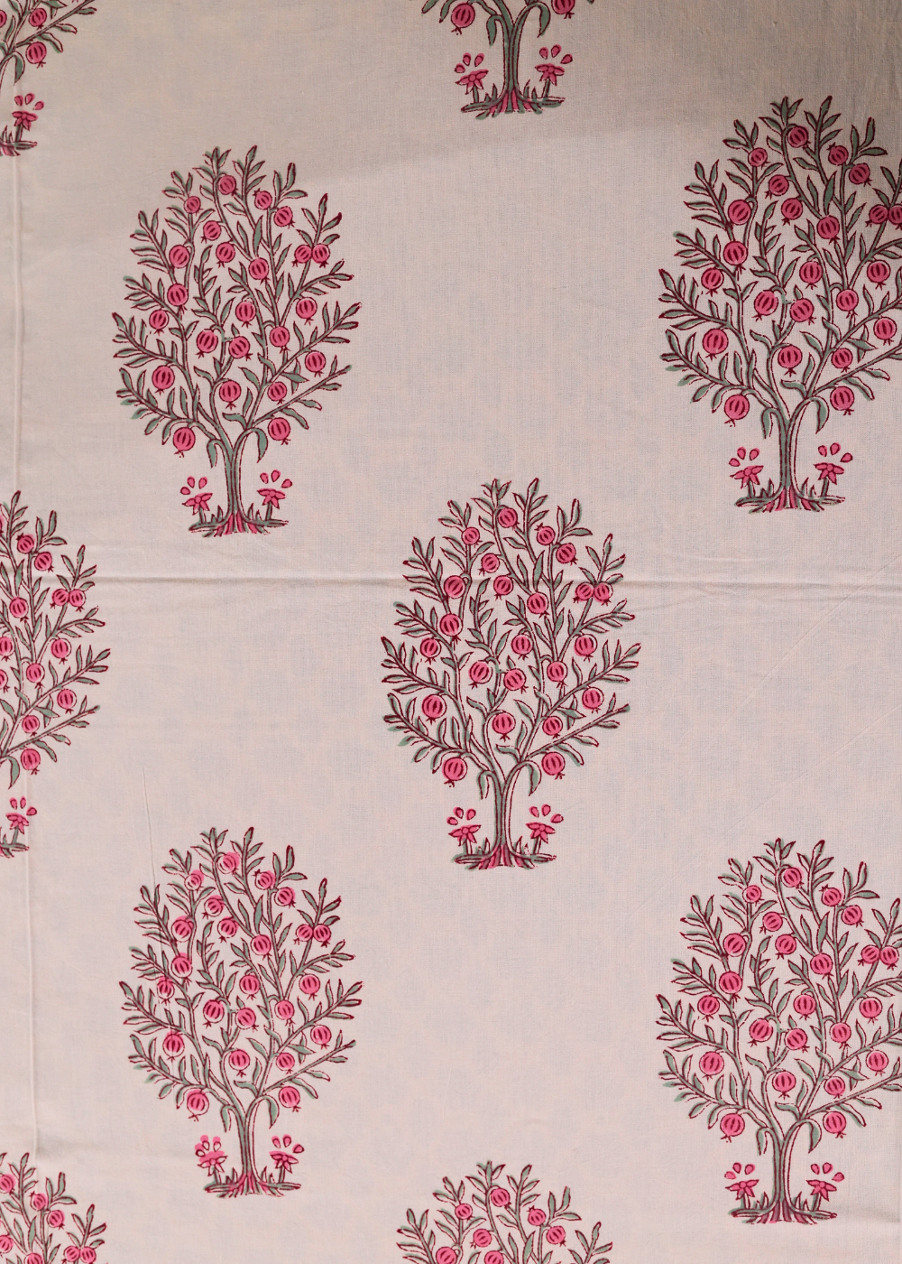 Anar trees print on a cotton bedsheet