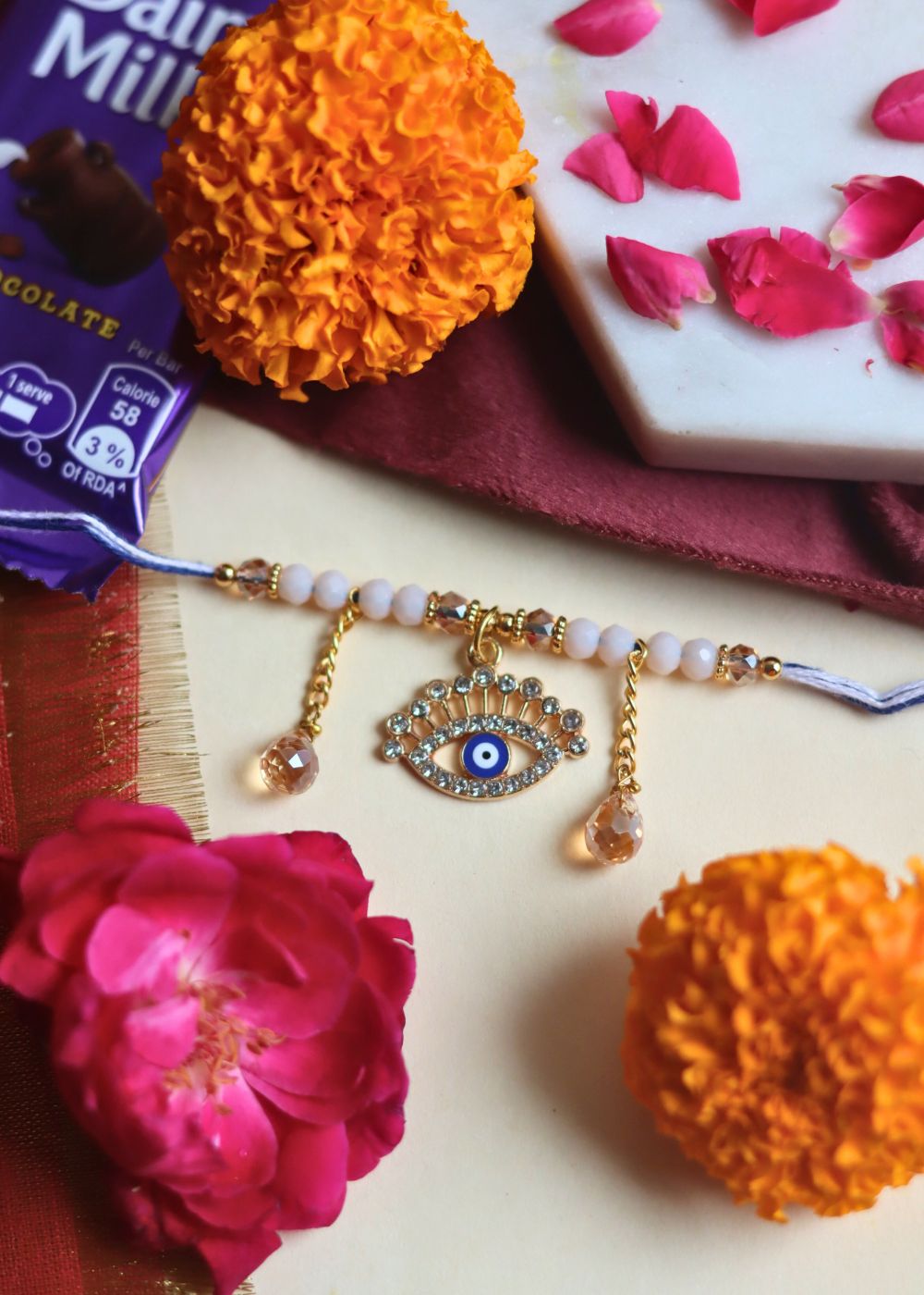 Evil Eye Embellished Bhabhi Rakhi for your special brother