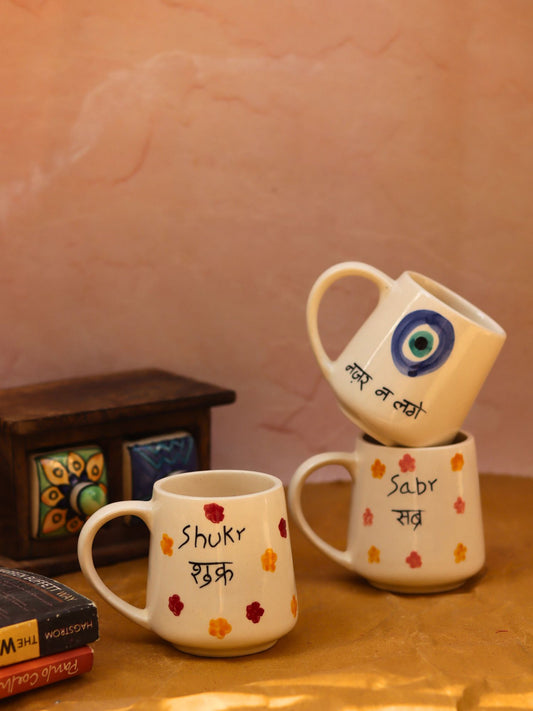 Set of 3 - Captioned mugs combo handmade in India