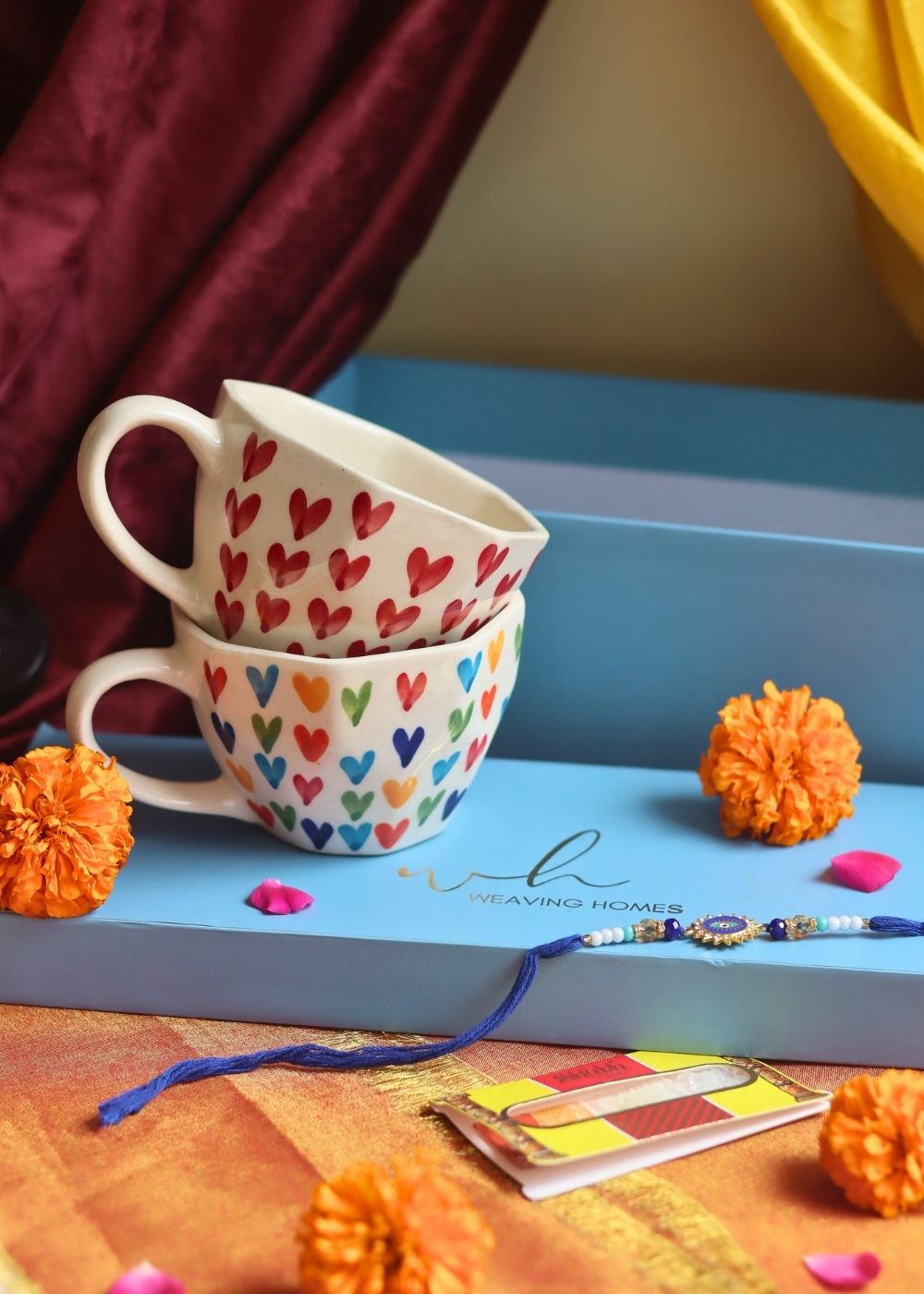 Heart & LoveisLove Mugs Rakhi Gift Box handmade in India