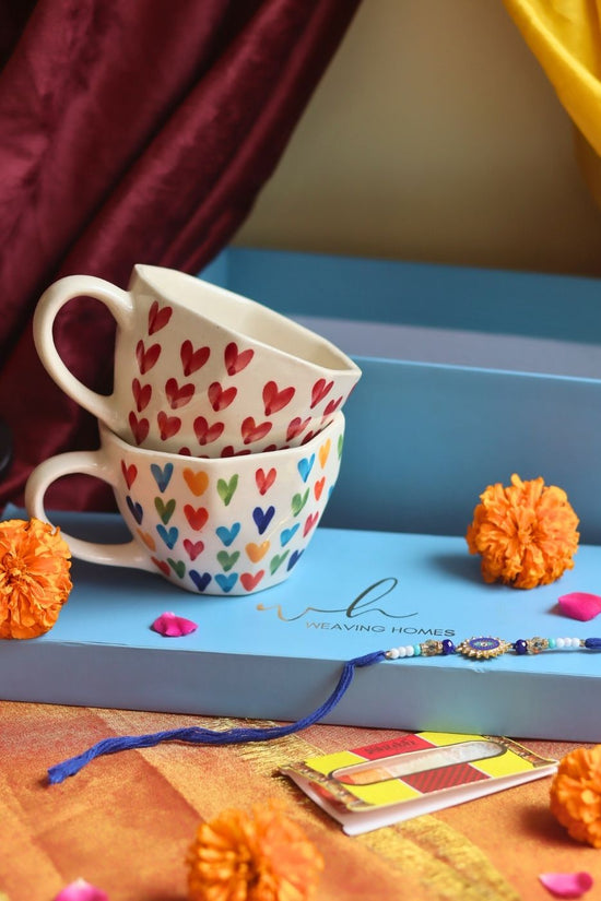 Heart & LoveisLove Mugs Rakhi Gift Box handmade in India