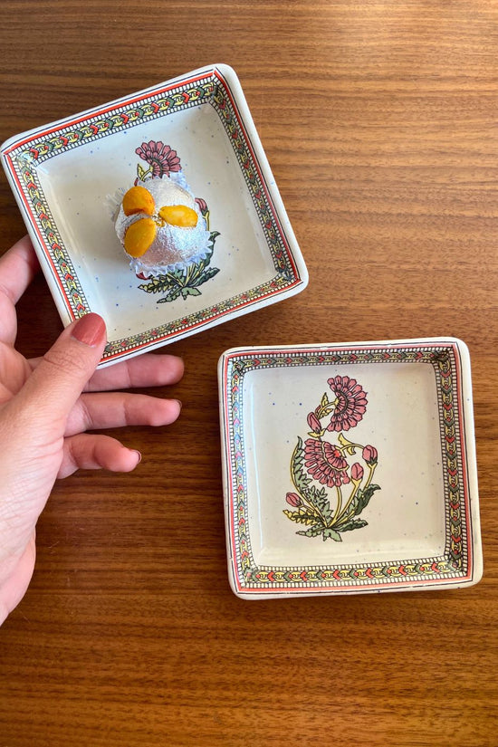 red motif platter handmade in india