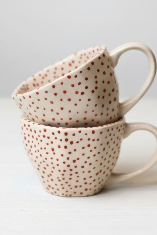 Deep Red Polka Mugs