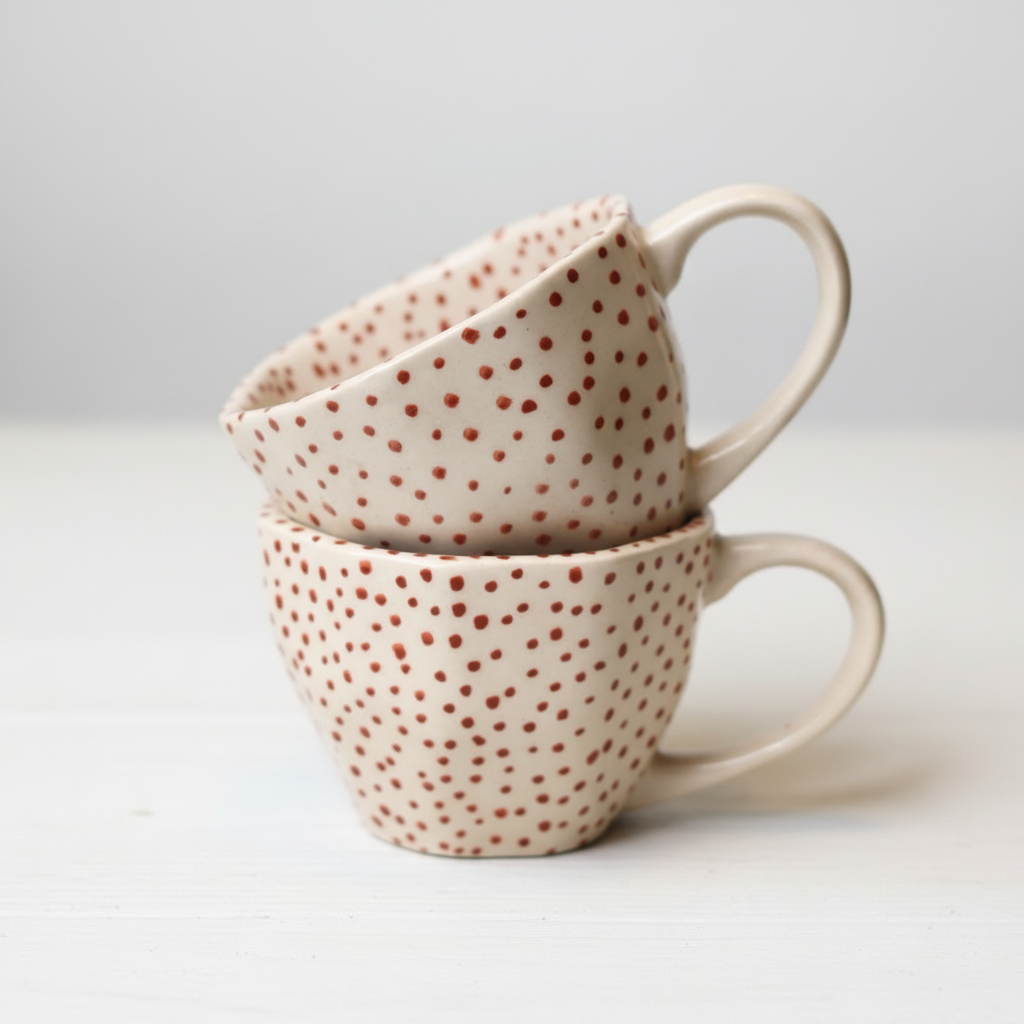 Deep Red Polka Mugs