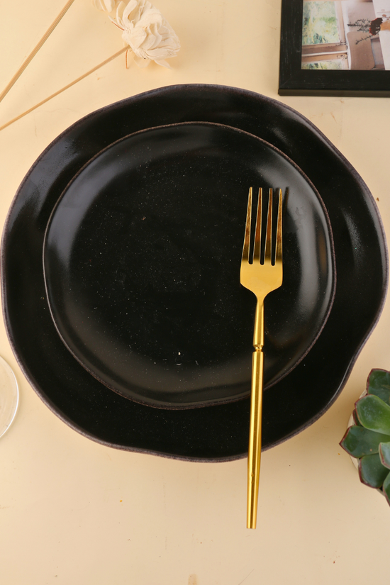 Golden tranquility fork on plate