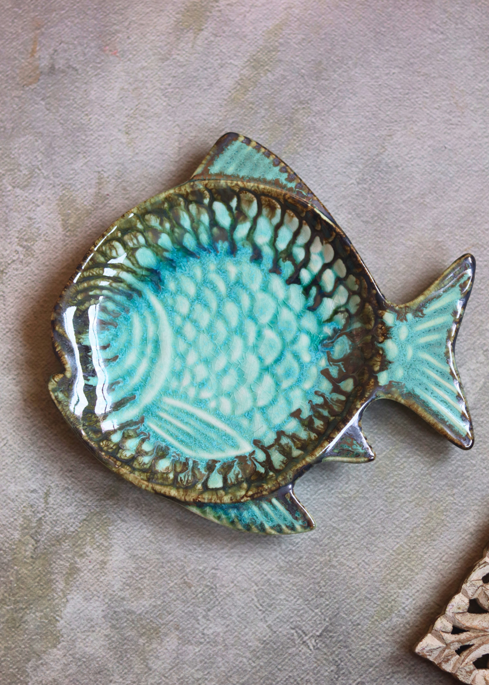 Fish platter sea green color unique design