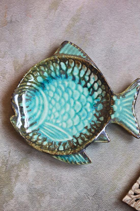 Fish platter sea green color unique design