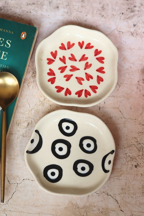 All heart & Evil Eye handmade dessert plate