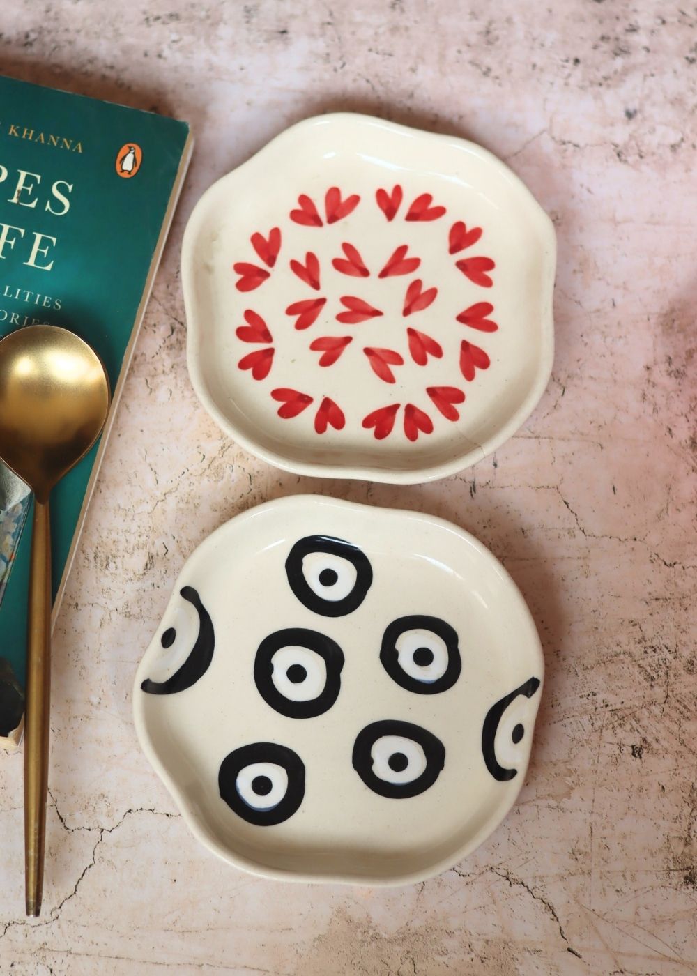 All heart & Evil Eye handmade dessert plate