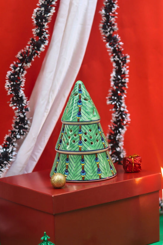 Christmas tree tea light Diffuser in a Gift Box handmade in India