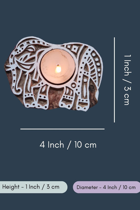 Wooden Ele Tea light Holder