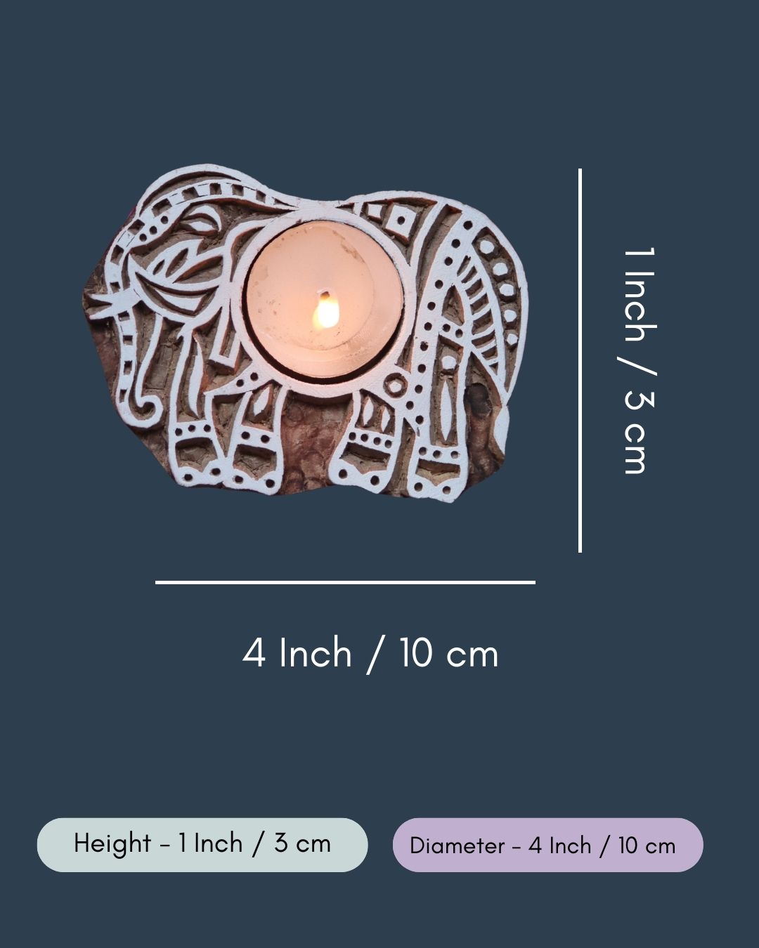 Wooden Ele Tea light Holder