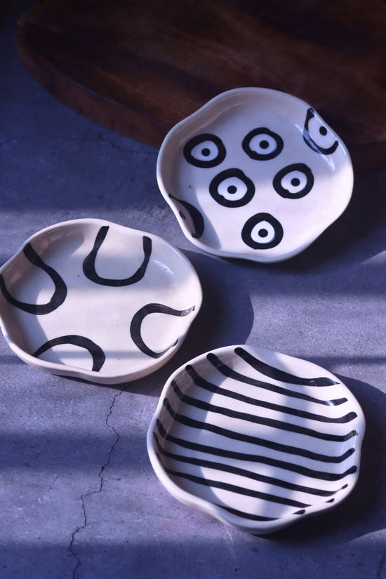 Handmade Blue Lined, Zebra & Abstract Handmade Dessert Plate