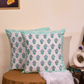 Teal floral motif cushion cover