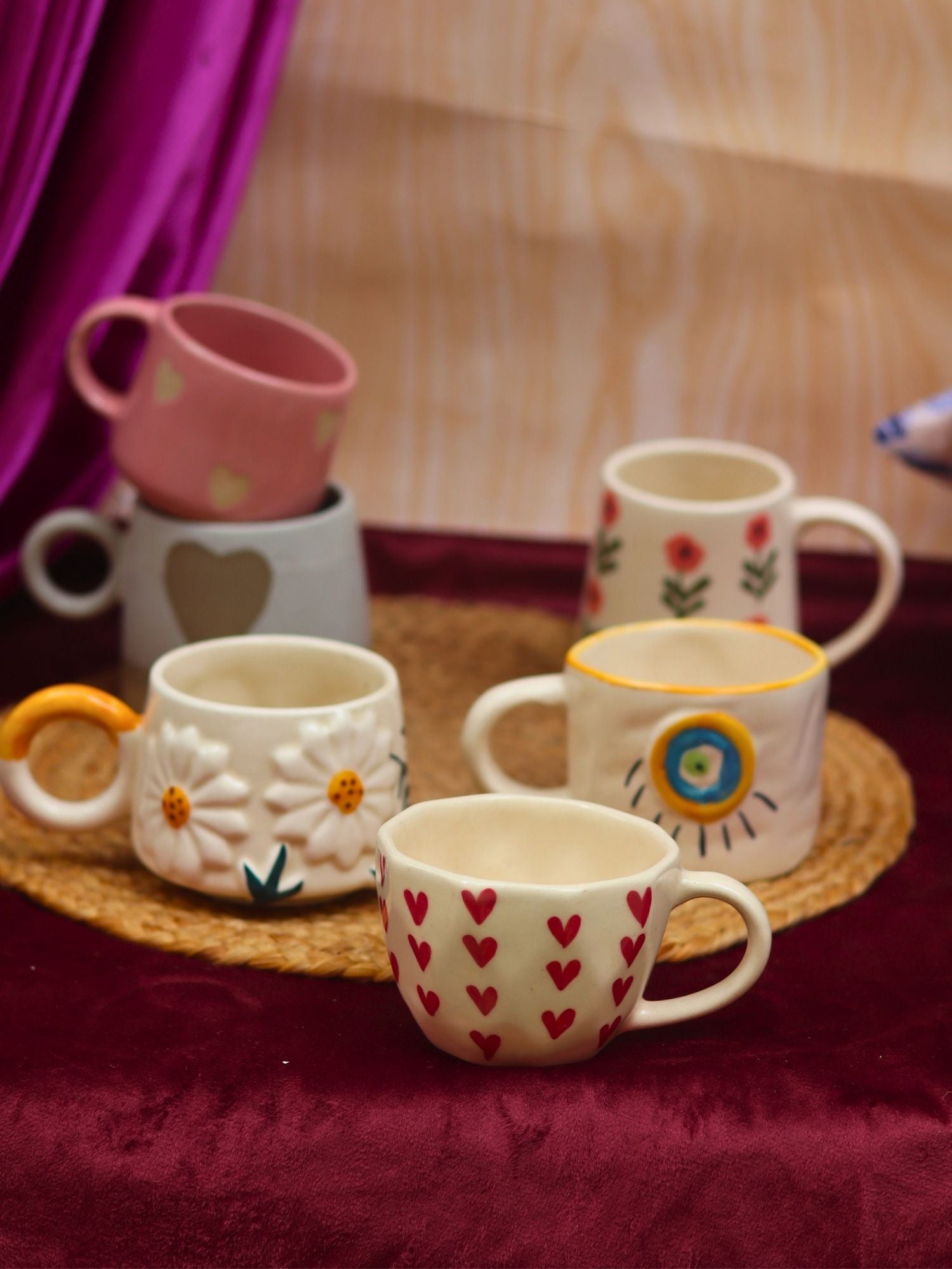Set of 6 Berry & Bloom Love Mugs (for the price of 5) made by ceramic
