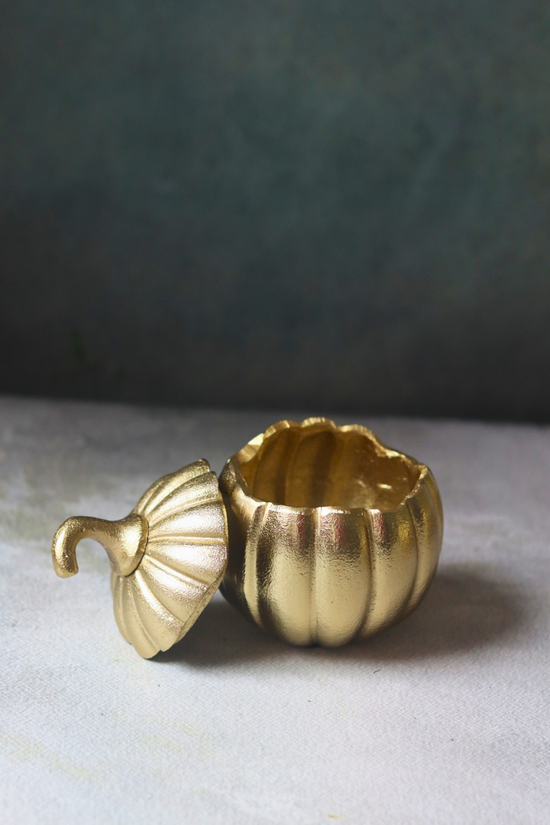 Brass pumpkin jar with lid stunning design