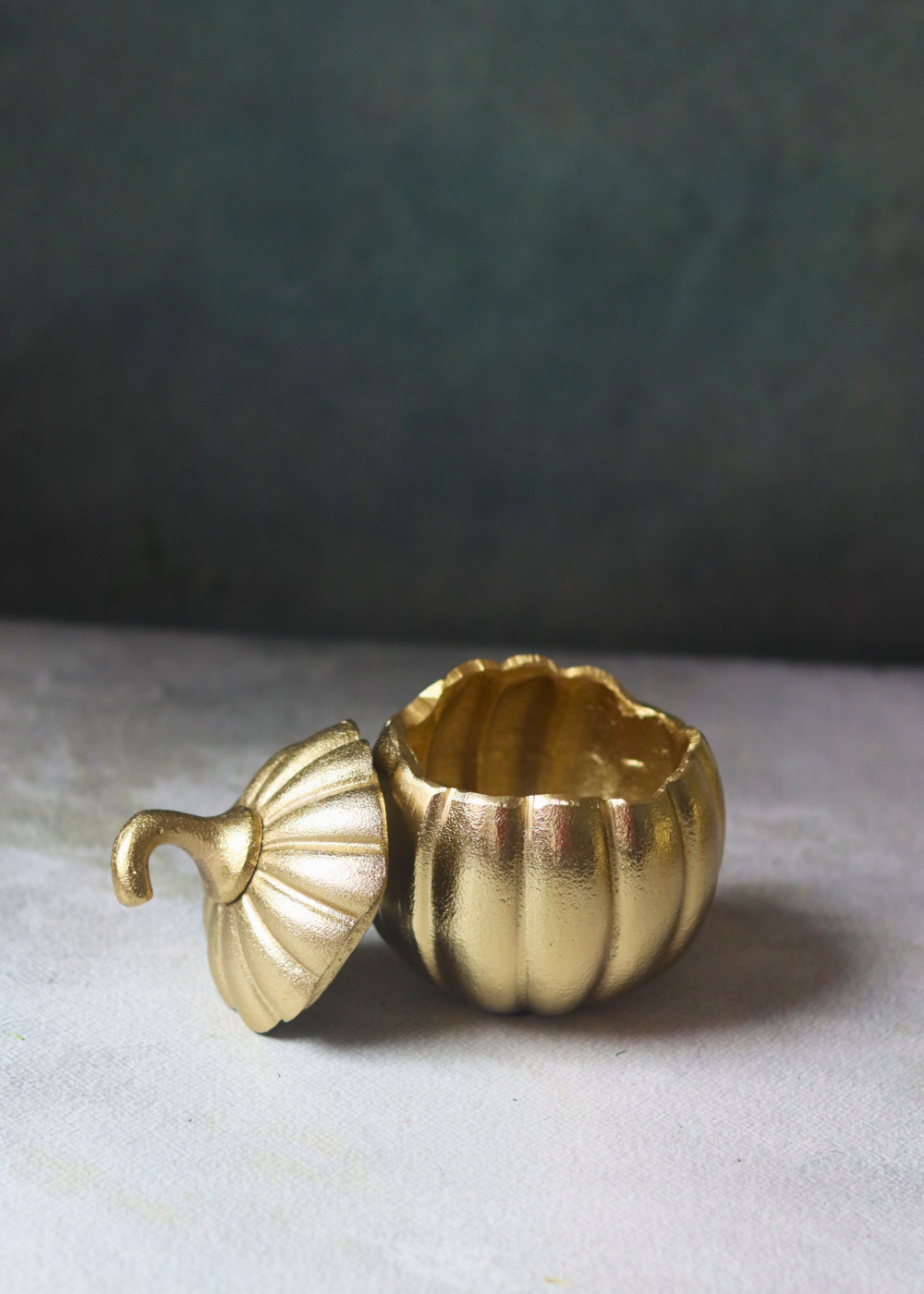 Brass pumpkin jar with lid stunning design