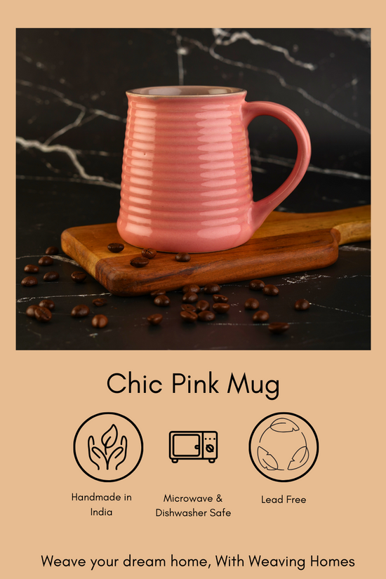 Chic pink coffee mug handmade 