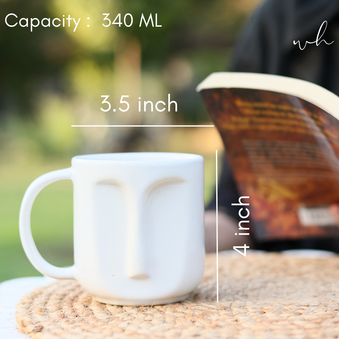 Face designed coffee mug height & breadth