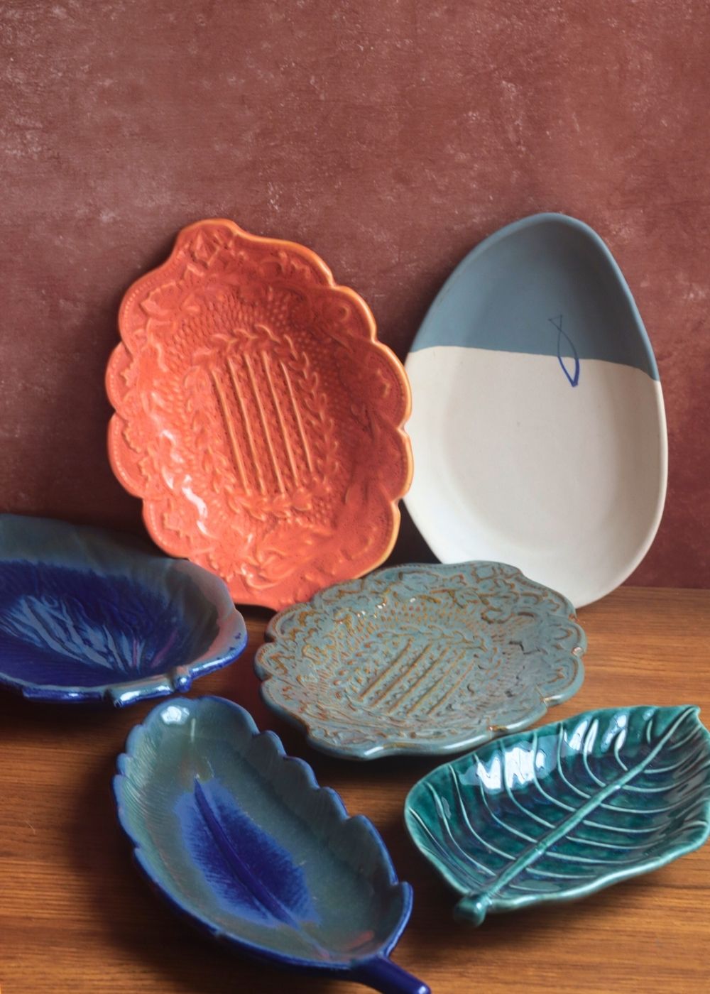 Set of 6 Textured Plates (for the price of 5) handmade in india