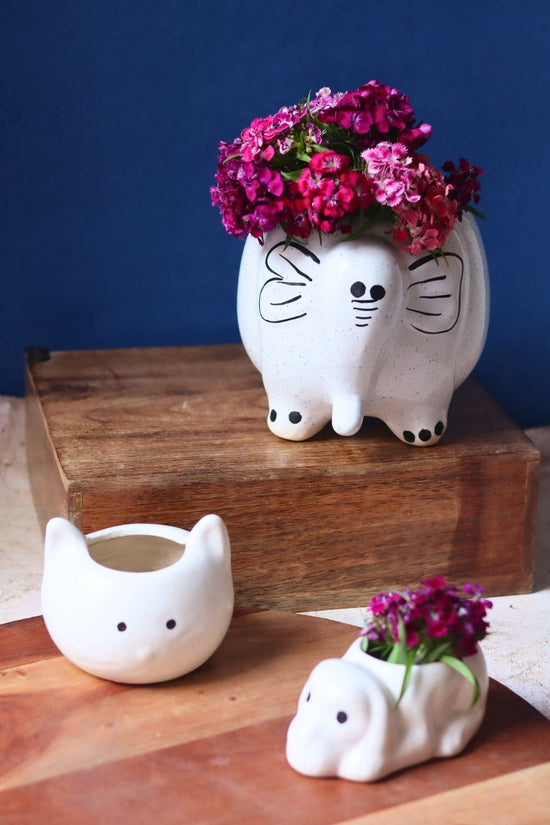 Set of 3 - Ivory Bliss Planters made by ceramic