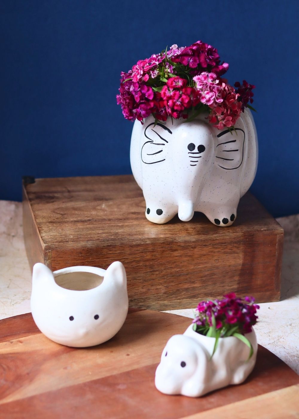 Set of 3 - Ivory Bliss Planters made by ceramic