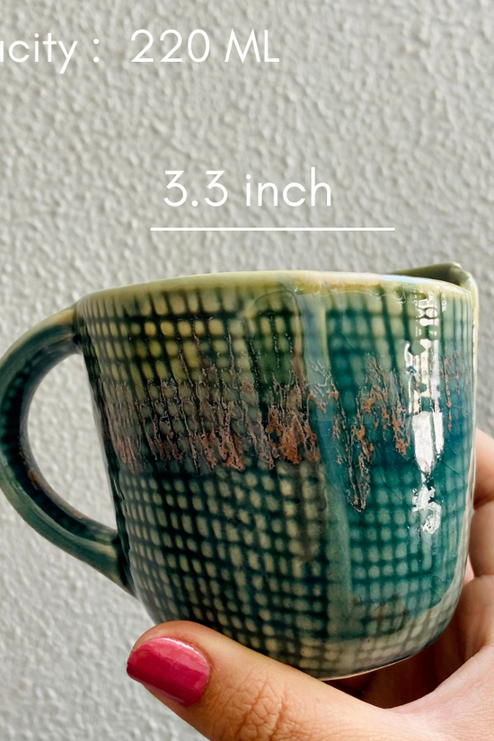 Green bori coffee mug height & breadth