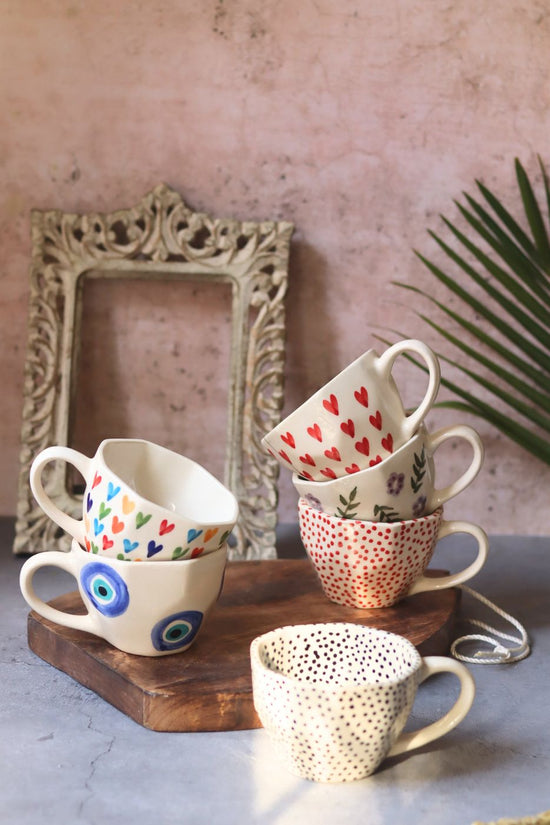 Set of 6 Handpainted Mugs (for the price of 5) with premium quality material