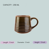 handmade glossy black coffee mug with measurement