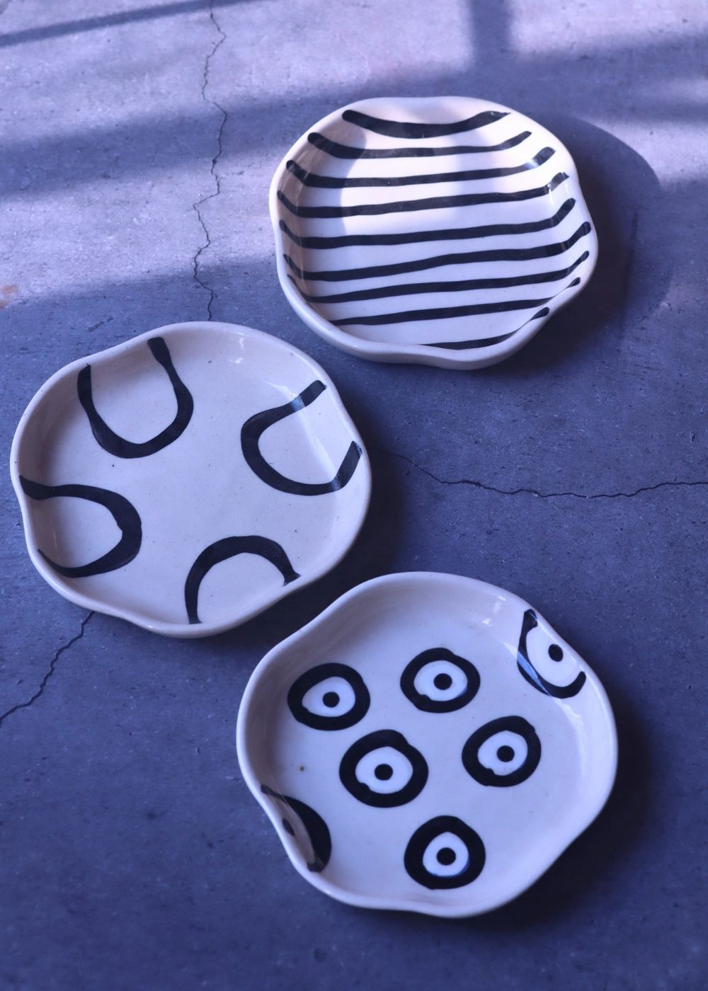 Blue Lined, Zebra & Abstract Handmade Dessert Plate made by ceramic