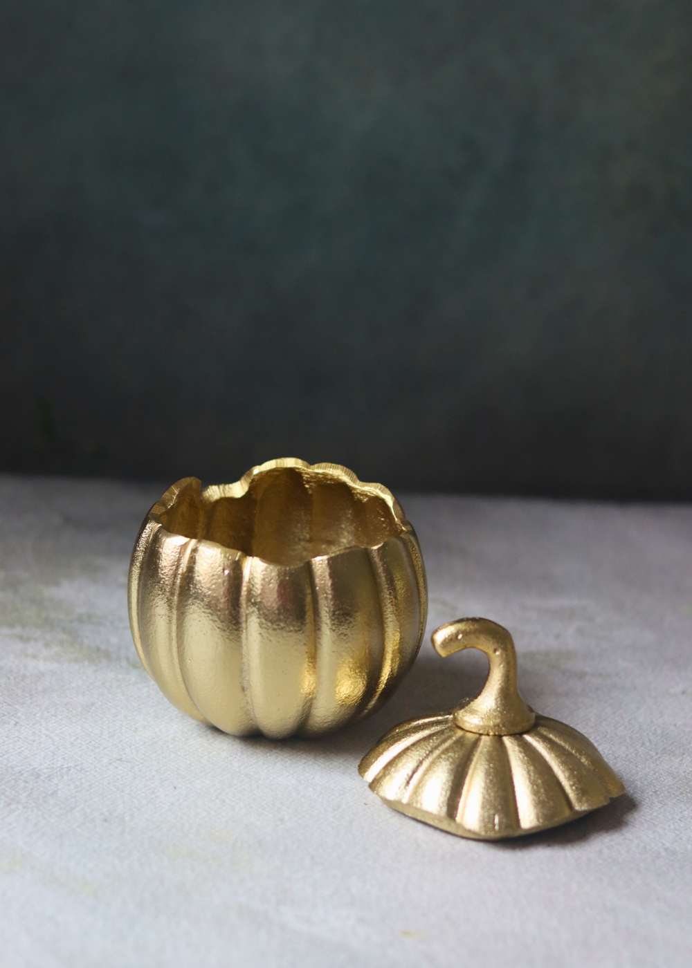 Handmade pumpkin brass jar with lid