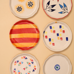 set of six snack plate for the price five made by ceramic 