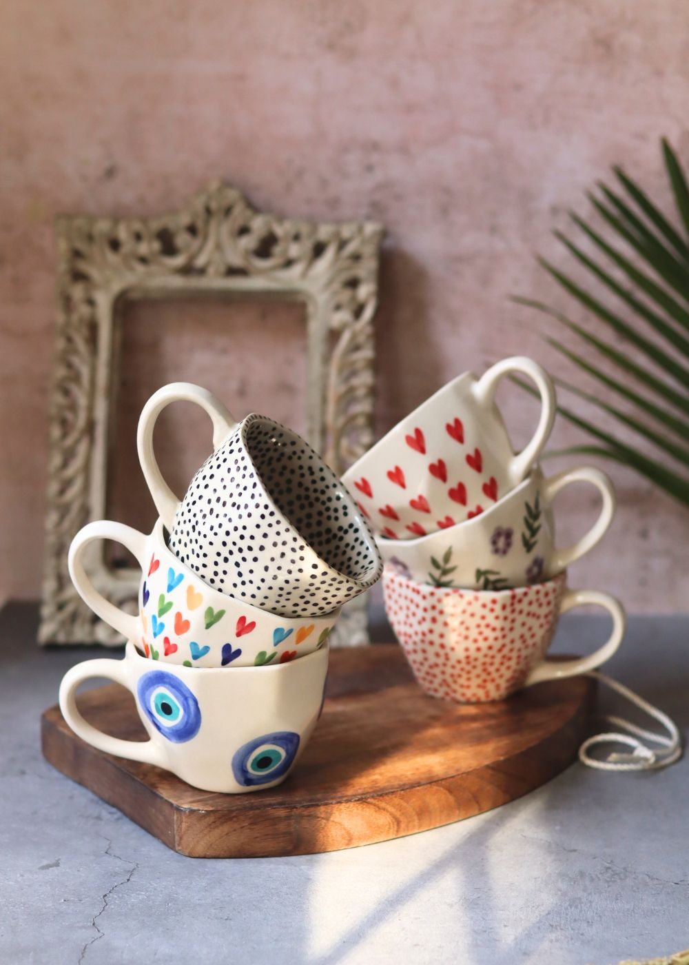 Set of 6 Handpainted Mugs (for the price of 5) handmade in india