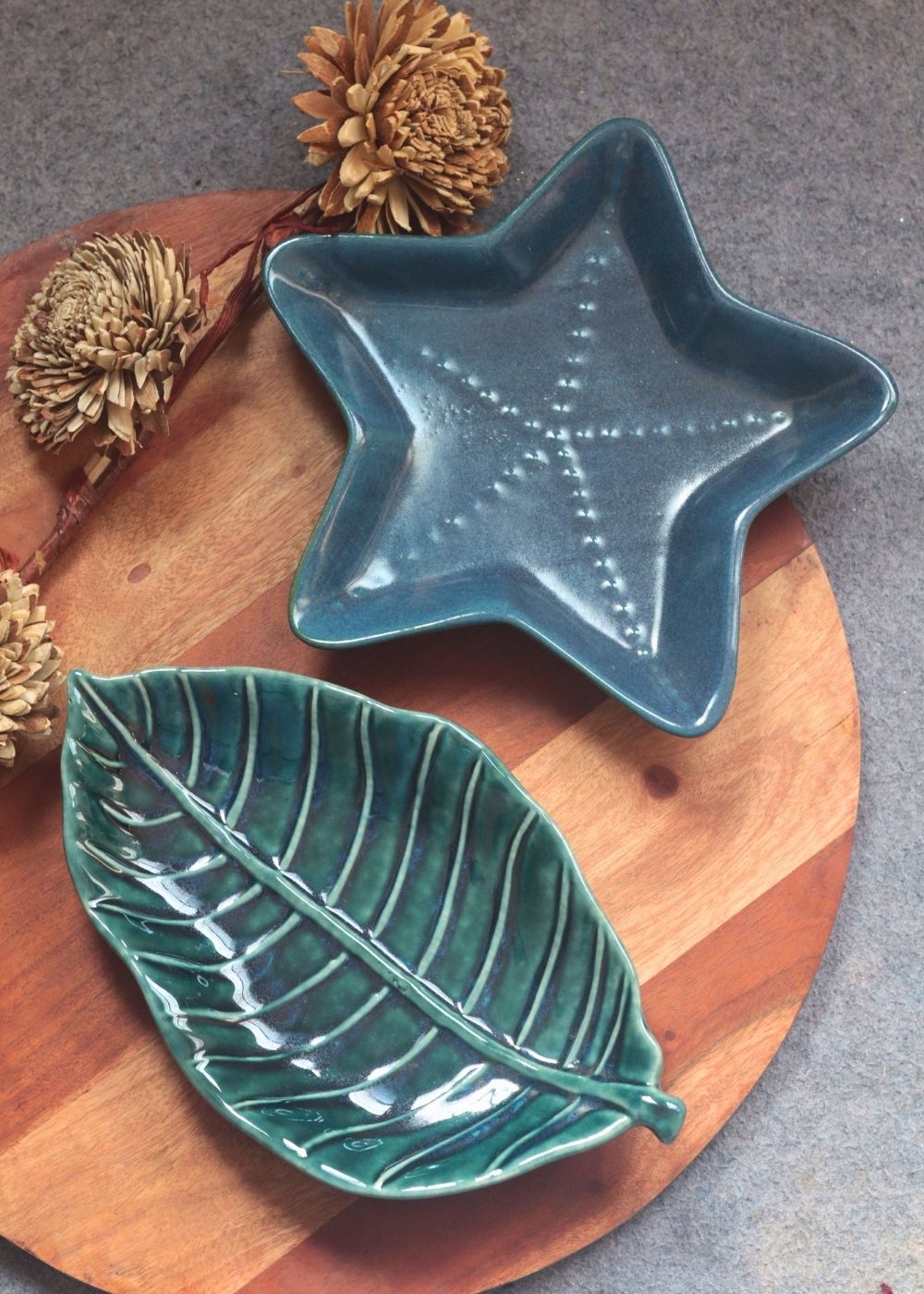 handmade Foilage leaf & Starfish Platter - Set of 2