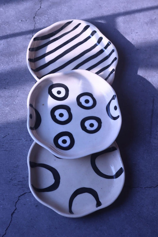 Blue Lined, Zebra & Abstract Handmade Dessert Plate with premium quality material