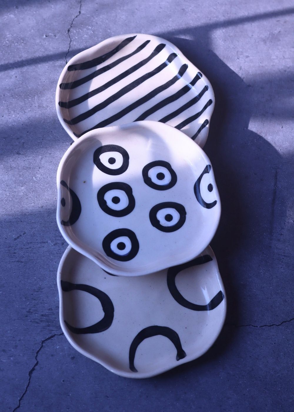 Blue Lined, Zebra & Abstract Handmade Dessert Plate with premium quality material