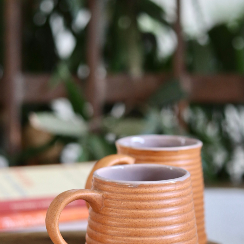 rust & grey coffee mug set of two, combo