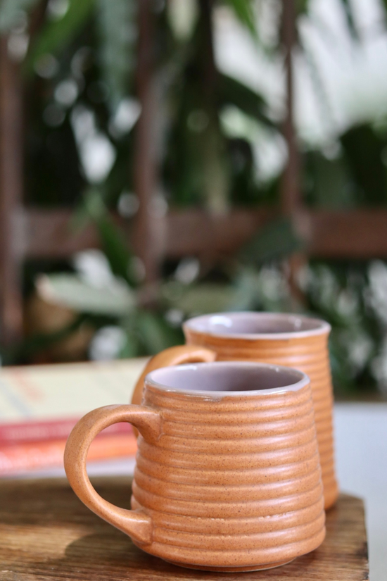 rust & grey coffee mug set of two, combo