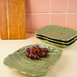 pistachio stoneware platter with square design